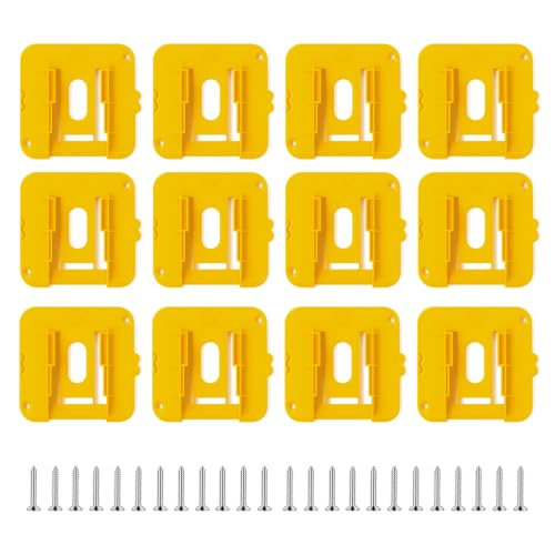12 Pack Battery Pack Holders Compatible with Dewalt 20V and 60V Battery Heavy-Duty ABS Wall Organizer Rack with Screws Battery Pack Mount for Garage Workshop Job Site