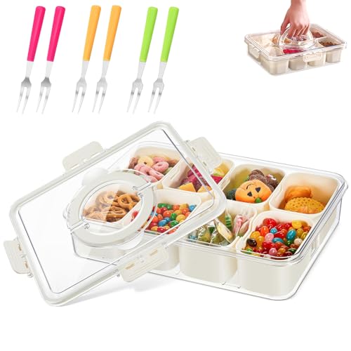 Dispenser Caramelle，Vassoio da Portata Diviso Snack Box 8 Contenitori per Alimenti Singoli per Caramelle, Frutta, Noci, Snack Può Essere Utilizzato a Casao in Campeggio
