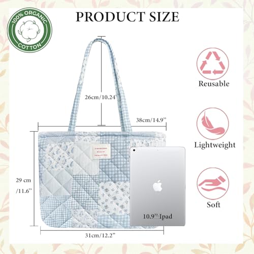 Bolso pequeño tipo tote floral acolchado con cremallera miniatura 5