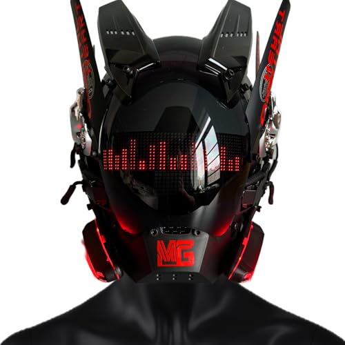 QAONIE Máscara punk para adultos, máscara de cosplay de Halloween, regalo de fiesta, luz LED, máscara de disfraz para hombre (LED, rojo)