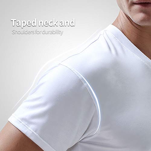 AORGSVI Mens V-Neck T-Shirts Soft Comfy Tees Short Sleeve Modal Stay Tucked Undershirts for Men 3-Pack Multipack4