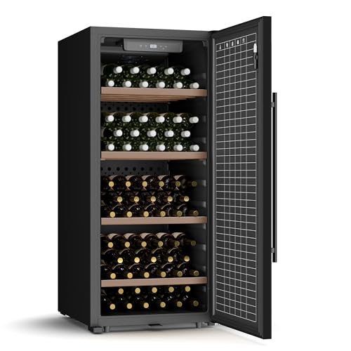 Klarstein CellarMax - Grande Cantinetta per Vino, 114 Bottiglie, 5-20°C, Touch Control, Sportello in Metallo, Allarme Sportello Aperto, Cantina Frigo per Vino Indipendente