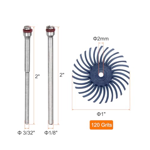 Image of HARFINGTON 30pcs Radial Bristle Disc Set 1 inch 120 Grit Detail Abrasive Brush Kit Gap Polishing Wheel Assortment with 1 /8 inch 3 /32 inch Shank Mandrels for Jewelry Wood Metal Polishing Cleaning, Blue