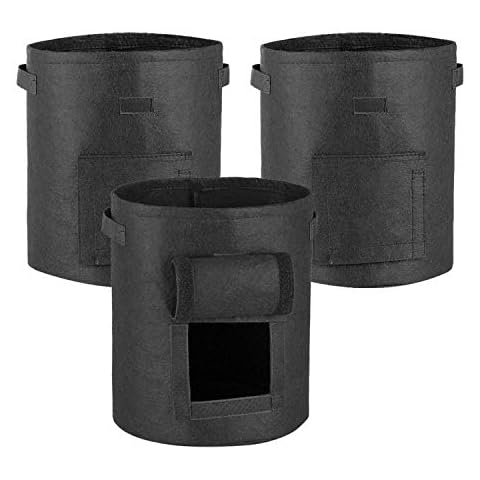 ZGPEPEXIA 3 Pack 10 Gallon Potato Grow Bags Double Layer Premium Breathable Nonwoven Cloth Vegetables Plant Growing Bags with Handles and Velcro Window Cover