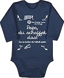 Shirtracer Statement Sprüche Baby - Papa du schaffst das Fußball - weiß - 3/6 Monate - Navy Blau - Papa Body Baby Langarm - BZ30 - Baby Body Langarm