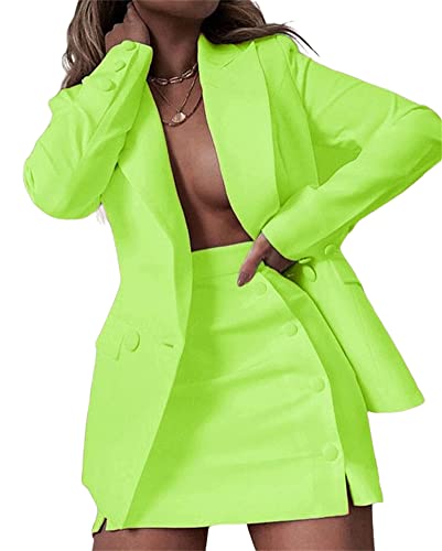 Women Suit Skirt Ladiesβ Casual Blazer and High Waist Pencil Miniskirt Set Two-Piece
