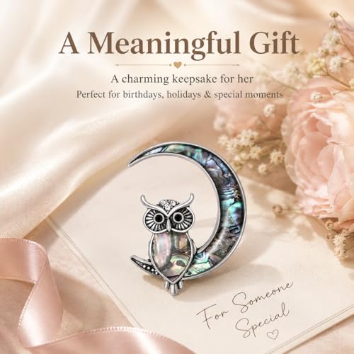 Image of Animal Brooch for Women Zirconia Rhinestone Abalone Shell Animal Lapel Pin Christmas Birthday Holiday Gift for Wife Mother Girlfriend Daughter
