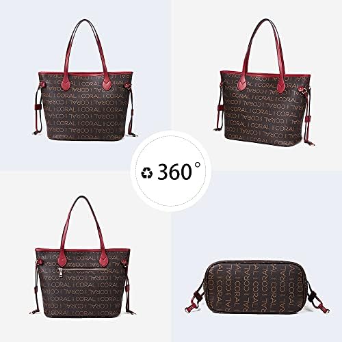 CORALDAISY Handbags for Ladies,Shopper Tote Bag with Zip Large Leather Designer Handbags & Shoulder Bags for Women School Work Travel