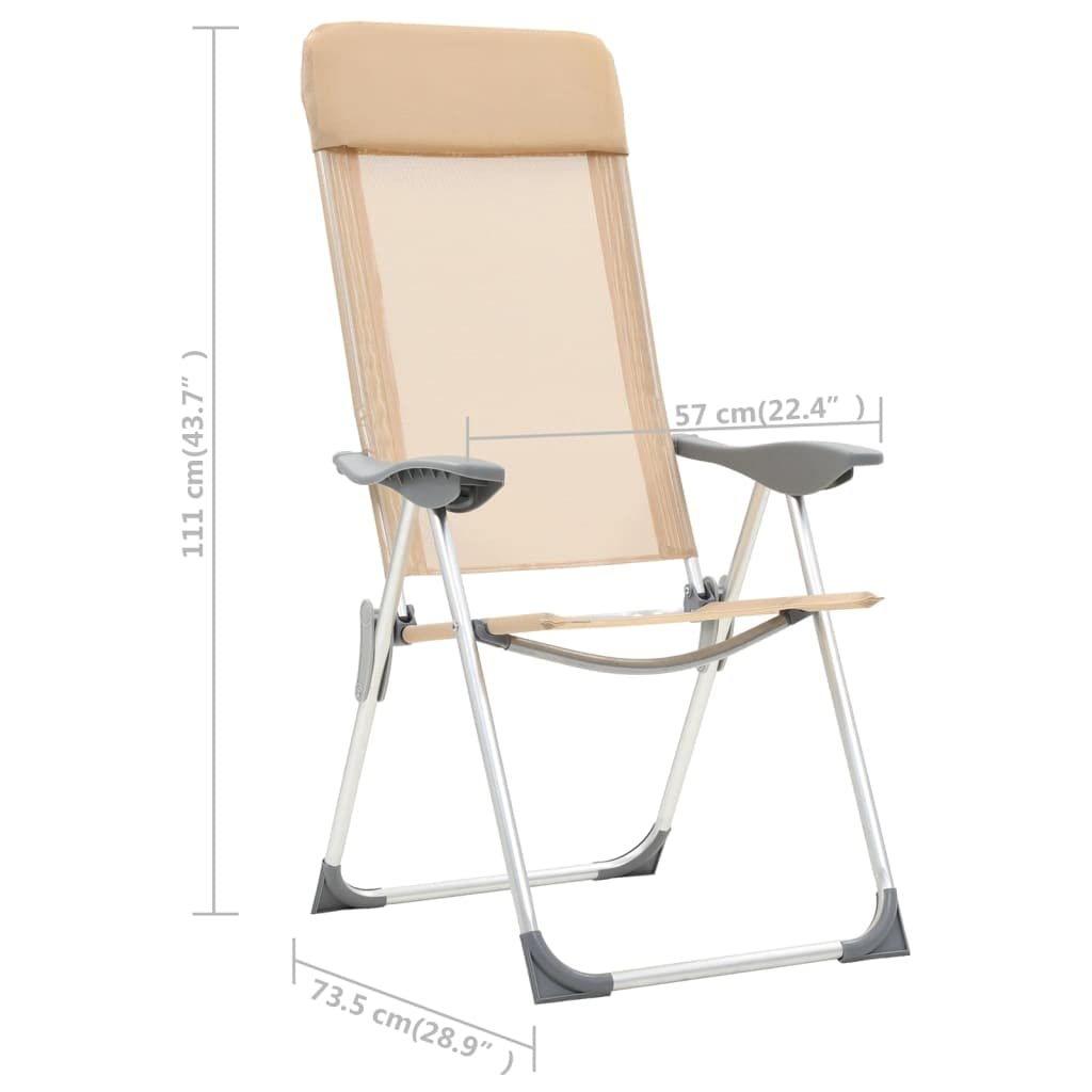 Generico Sedie Pieghevoli da Campeggio 4 pz in Alluminio Crema,Articoli Sportivi,Ricreazione all'aperto,Campeggio e Trekking,Attrezzatura da campeggio-44309