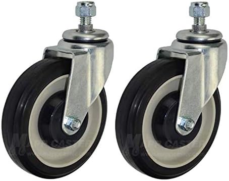 Mapp Caster Ruedas de repuesto para carrito de compras de 5 pulgadas, juego de 2 con tuercas