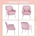 E-Motie Velvet Accent Chair, Modern Upholstered Single Sofa Side Living Room Chair, Comfy Barrel Reading Armchair with Metal Legs for Bedroom, Waiting Room, Office and Cafe, Pink