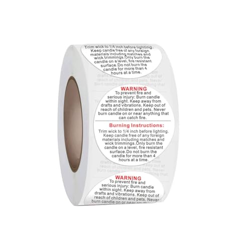 UPSTORE 500 etiquetas de advertencia de velas redondas de 1.5 pulgadas, calcomanías de seguridad para hacer velas, tarros de velas, FBA-GUS0071455