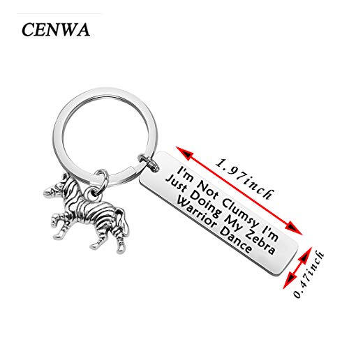 CENWA Zebra Warrior Gift Ehlers Danlos Syndrome EDS Awareness Ribbon Jewelry EDS Warrior Fibro Awareness I’m Doing My Zebra Warrior Dance Keychain (Zebra Warrior Keychain)2