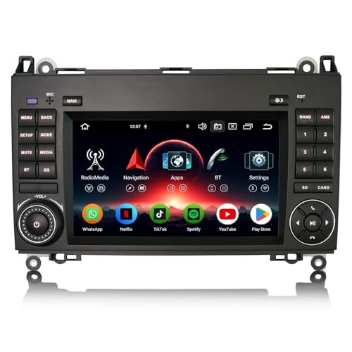 Erisin 8-cœur 4GO+64GO 7 Pouces Android 16 Autoradio 2 Din GPS Navigateur pour Mercedes W169 W245 Classe A/B Viano Sprinter Vito VW Crafter Bluetooth 5.0...