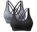 AKAMC Women's Removable Padded Sports Bras Medium Support Workout Yoga Bra 3 Pack