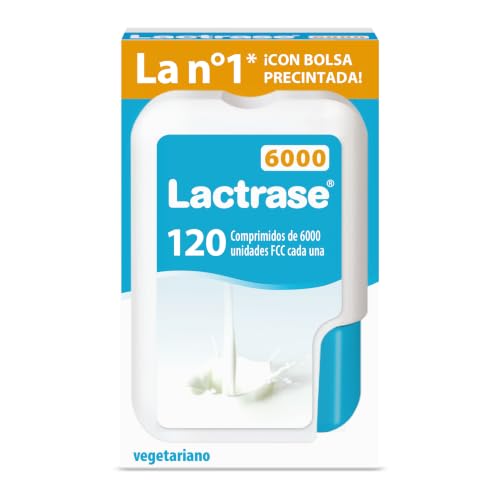 Pro Natura® Lactrase 6000 FCC, 120 comprimidos de lactasa para la intolerancia a la lactosa, para disfrutar sin problemas de la leche y los productos lácteos.