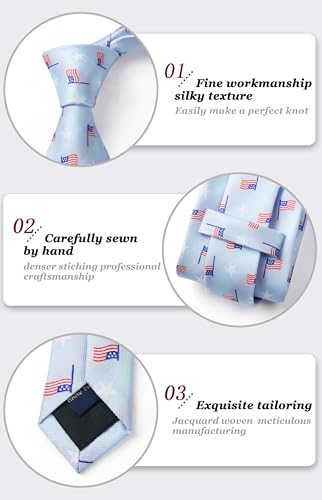 Image of HISDERN Mens Ties Plaid Tie and Pocket Square Set Classic Woven Formal Checkered Neckties & Handkerchief Wedding Party