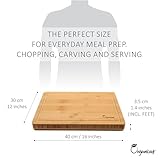 Organicook Luxury Large Wooden Chopping Board - Non-Slip Feet, Bamboo Chopping Board, Wood Cutting Board, Butchers Block, Easy Clean, Thick 40x30x3cm, Fair Trade - Image 5