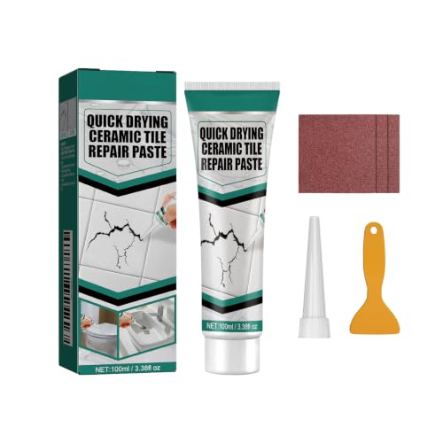 Quick Drying Ceramic Repair Paste Quick-Drying Tile & Marble Repair Kit for Cracks Chips and Holes Waterproof Surface Filler for Bathroom Kitchen Floor Wall Countertop DIY Restoration (1)