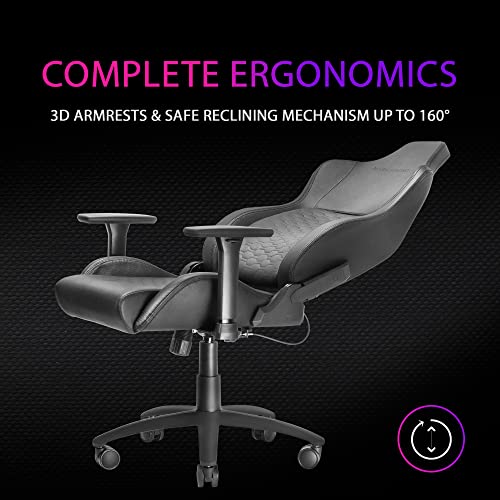 MGC-ULTRA Nero, Sedia Gamng Ergonomica, Shienale Ergofit, Braccioli 3D, Supporto Lombare + Cuscino Cervicale, Rotelle XL - Sedia gaming - Immagine 5