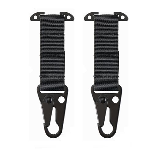 Tactical Gear Clip,Hanging Molle Webbing Belt Clip T-Mount Molle Clips Clash Hook for Outdoor Tactical Backpack Vest Key Holder Accessories (Black 2pack)