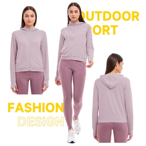 Image of SANNIDHI Women's UV Protection Sun Screen Jacket, 50+ Sun Protection Jacket Lightweight Long Sleeve Sunscreen Clothing Hoodie with Pocket for Outdoor Hiking