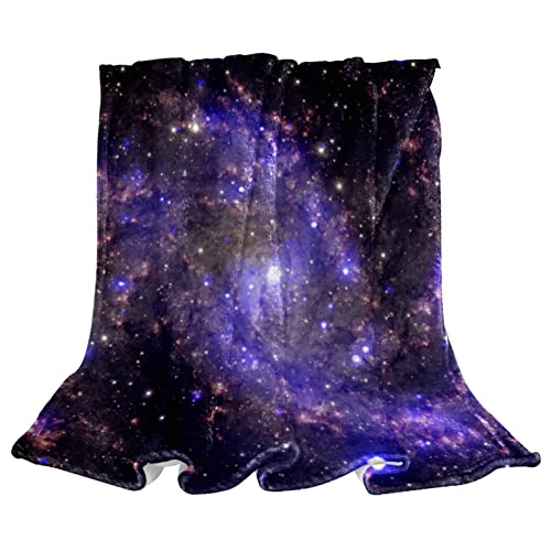 Couverture de lit moelleuse et chaude motif espace pourpre