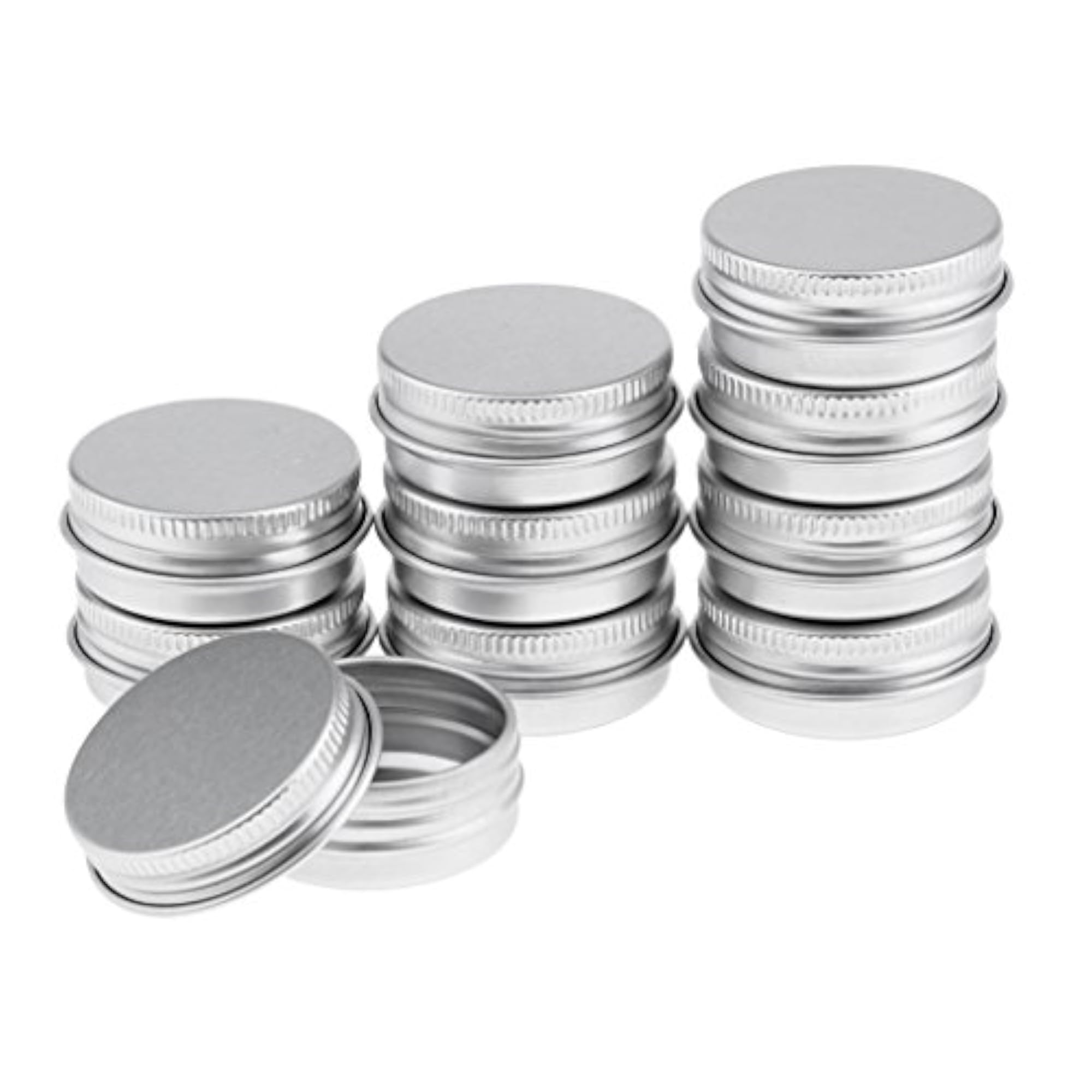 1/2-Ounce Screw Top Flat Aluminum Silver Slide Round Tin Containers for Lip Balm