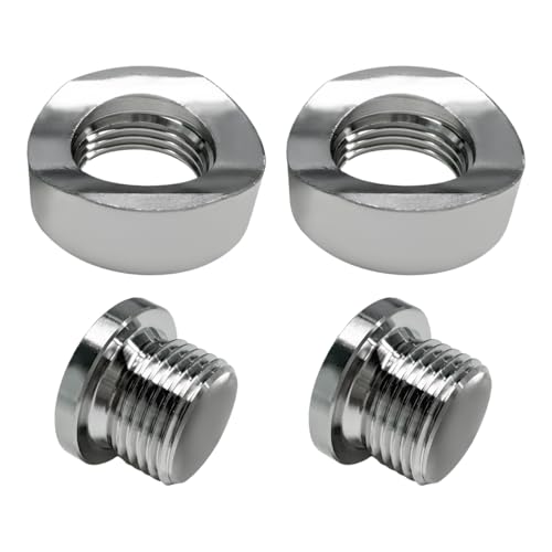 Wevdn 2 PCS M181.5 Stepped Mounting Bung and Plug 304 Stainless Steel Notched Style Mounting Bung & Plug O2 Oxygen Sensor Mounting Exhaust Weld in Bung Plug Car Accessories
