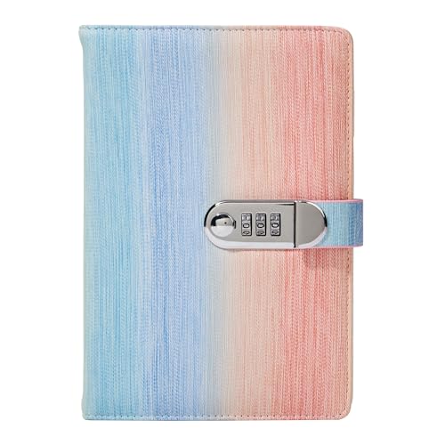 NectaRoy Diario Secreto A5, Cuaderno de Viaje Retro de Piel Sintética con Cerradura, para Oficina Escuela Estudiantes, Artículos de Papelería, Regalo de Cumpleaños, 22 x 15 cm