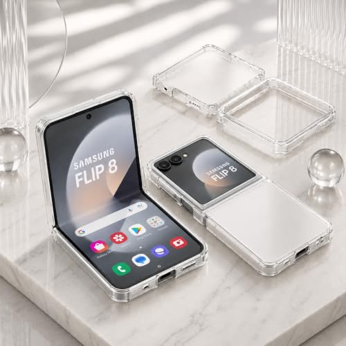 Image of amazon basics Transparent Clear Case for Samsung Galaxy Z Flip 8, Slim Shockproof Hard PC Back Protection Cover (Clear)