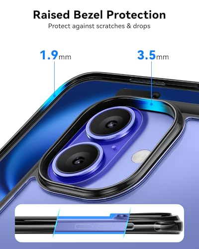 Image of Mkeke for iPhone 16 Case, [Not Yellowing] [16FT Military-Grade Drop Protection], Slim Clear iPhone 16 Case for Apple 16 with Shockproof Bumper 2024 - Black