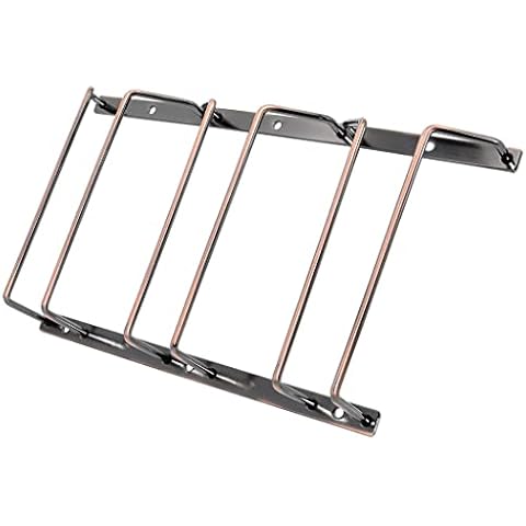 ZOOHOT 18cm Wine Glass Rack - Under Cabinet Stemware Wine Glass Holder Glasses Storage Hanger Metal Organizer for Bar Kitchen, Copper Finish (3 Rows, 1 Pack) Cover