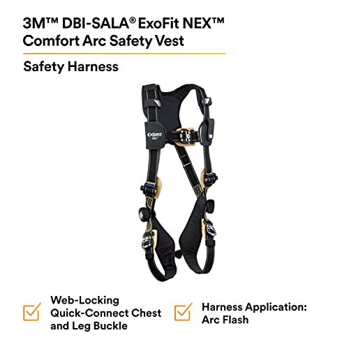 Image of 3M DBI-SALA Large ExoFit NEX Arc Flash Full BodyVest Style Harness With Tech-Lite PVC Coated Aluminum Back D-Ring