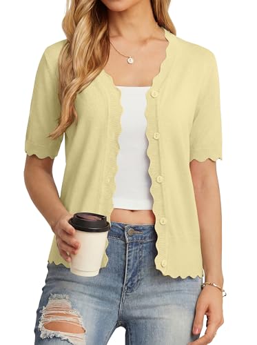 Image of GRECERELLE Summer Short Sleeve Cardigan for Womens Lightweight Cropped Knit Sweater Shrug
