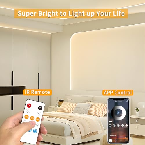 Image of COB LED Strip Lights,Super Bright DC24V LED Tape Lights CRI 90+,Dotless led Light Decoration,50FT 3000K Warm White Cob Led Lights for Bedroom,Lighting in Rooms,cabinets,Stairs