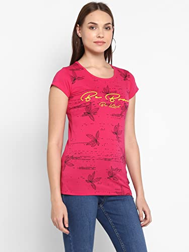 Image of Modeve Women Printed Cotton Blend Half Sleeve Round Neck T-Shirt for Summer