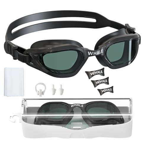 Whale Kids Swim Goggles Anti Fog & UV Protection, Adjustable Youth Swimming Goggles for Boys Girls Ages 6-14