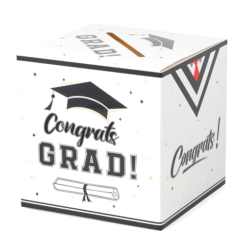 Image of Graduation Card Box 2026 Graduation Party Decorations Graduation Card Box Holder Foldable Congrat Grad Card Gift Box 2026 Graduation Decoration for Class of 2026 Graduations Party Supplies Favor White