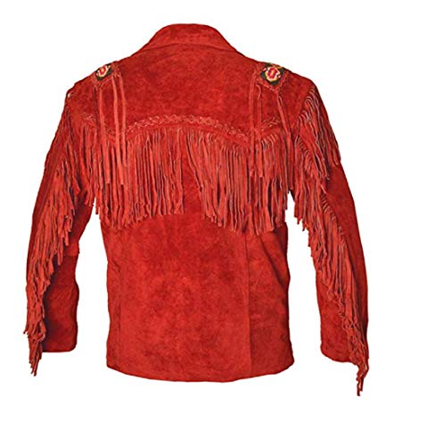 Image of LEATHERAY Western Leather Jackets for Men Cowboy Leather Jacket and Fringe Beaded Coat Suede Leather shirt