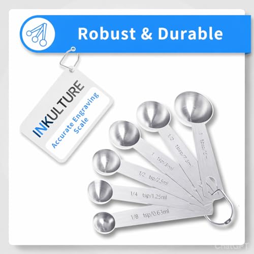 Image of Measuring Cups and Spoons Set (13 Pieces), 18 /8 Stainless Steel, Stackable, Engraved Marks, Dishwasher Safe, Kitchen Baking Tools