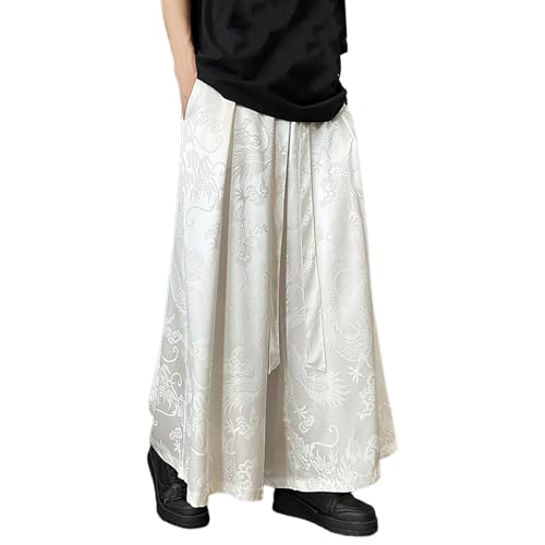 Pantalones Casuales con Estampado, Holgados, de Pierna Ancha, Estilo Retro otoñal, de Seda mezclada, cómodos, a la Moda, Transpirables, Ligeros, versátiles, para Uso Diario.