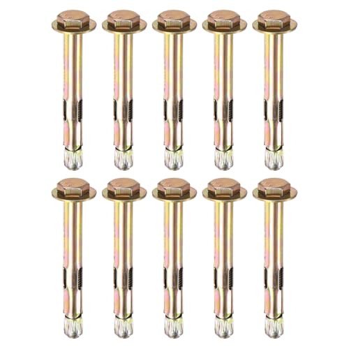 M METERXITY 10-Pack Hex Expansion Bolt, M8x80mm Colored Galvanized Iron-Carbon Steel External Hex Expansion Bolts, Anti-Corrosion Metal Bolt for Concrete/Dry Brick/Block Walls