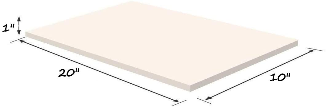 Dream Solutions USA Upholstery Visco Memory Foam Sheet- 3.5 lb High Density 1inchHx10inchx20inch- Luxury Quality for Squishy Toy,Sofa,Chair Cushion,Pillow,May Relieve Backaches and Bed Sores,White