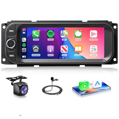 5Ghz WiFi Car Radio for Dodge RAM 2002-2006, for Jeep Wrangler 2003-2006,Jeep Grand Cherokee 1999-2004,Android 15 Car Stereo,6.86nch IPS Touchscreen,Carplay/Android Auto,Bluetooth GPS Camera