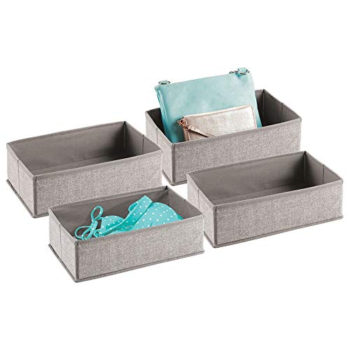 mDesign Juego de 4 cestas organizadoras – Prácticos separadores de cajones para Ropa Interior, Accesorios y Joyas – Cestas Plegables de Fibra sintética Transpirable – Color Lino