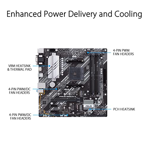 PRIME B550M-A, Scheda Madre Micro ATX AMD B550 (Ryzen AM4), dual M.2, PCIe 4.0, 1 Gb Lan, HDMI/D-Sub/DVI, SATA 6 Gbps, USB 3.2 Gen 2 Type-A, Connettori RGB Aura Sync - Scheda madre - Immagine 2
