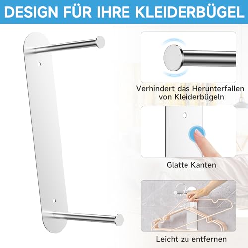 WAYASI Kleiderbügel Platzsparend, wandmontierter Kleiderbügelhalter Kleiderbügel-Organizer-Stapler, platzsparendes Kleiderbügel-Aufbewahrungsregal aus Edelstahl für Waschmaschine und Trockner, Silber