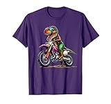 Funny T Rex Dinosaur On Dirt Bike Motorcycle Rider Kids Boys T-Shirt