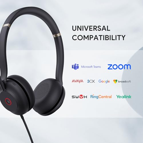 Image of Yealink UH37 USB Headset with Noise Cancelling Microphone,Wired Headset for PC Laptop,Teams Certified,USB-A /C Cable,Works with Zoom and Other Leading UC Platforms